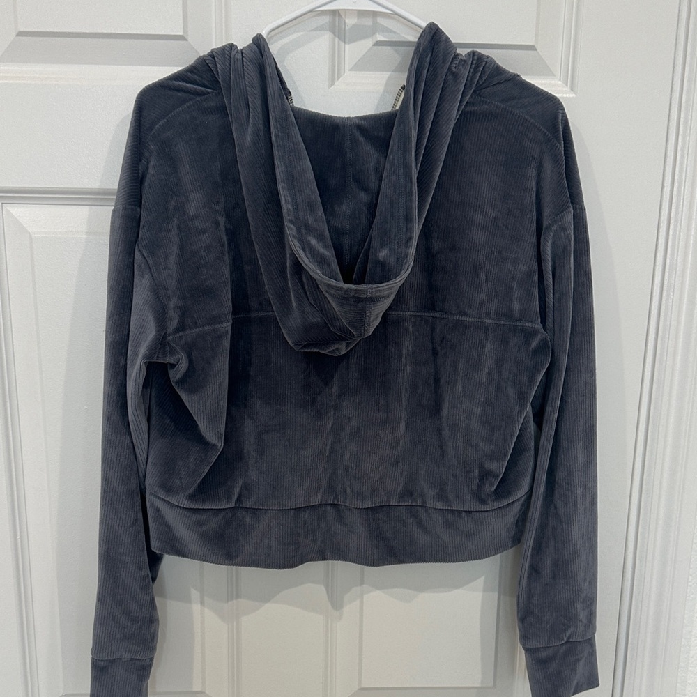 Vuori Blue/Grey Quarter Zip Velvet Hooded Sweater Size L - Picture 5 of 6